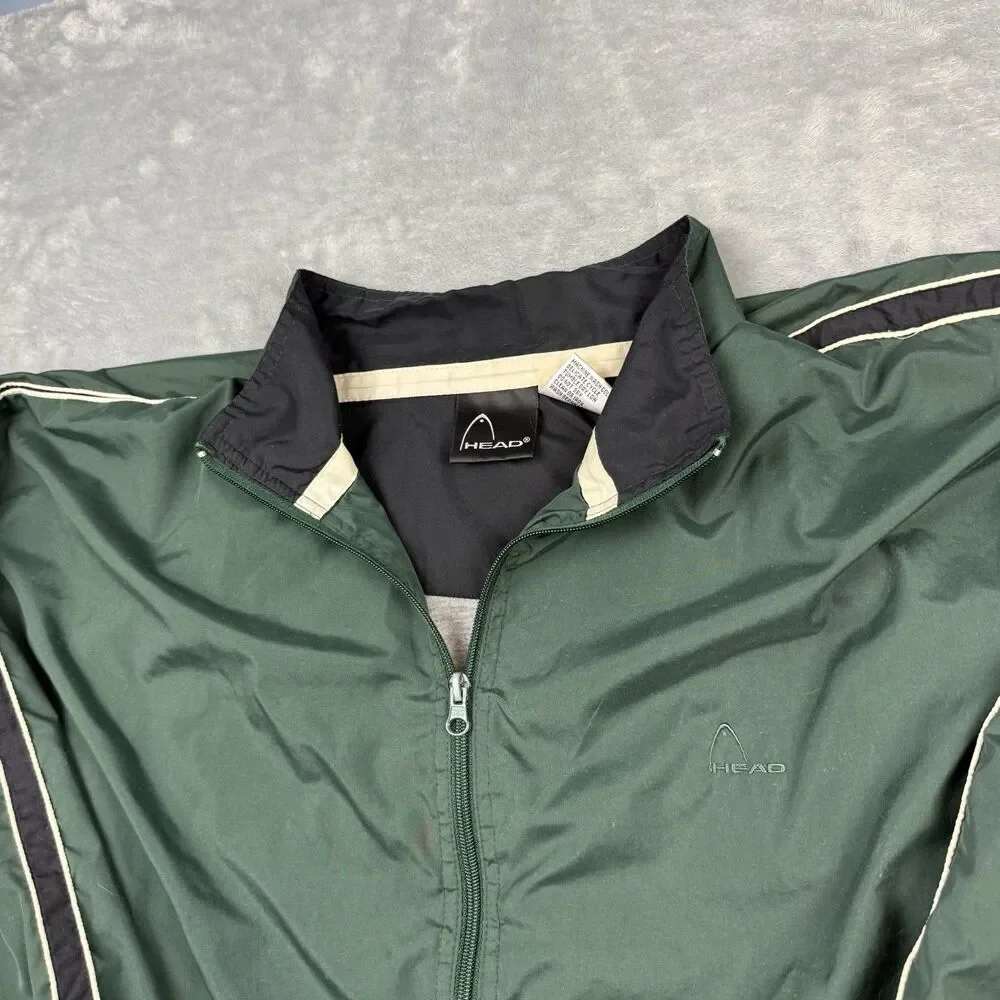 Vintage HEAD Full Zip Windbreaker Jacket Green XL Lined Lightweight Y2K
